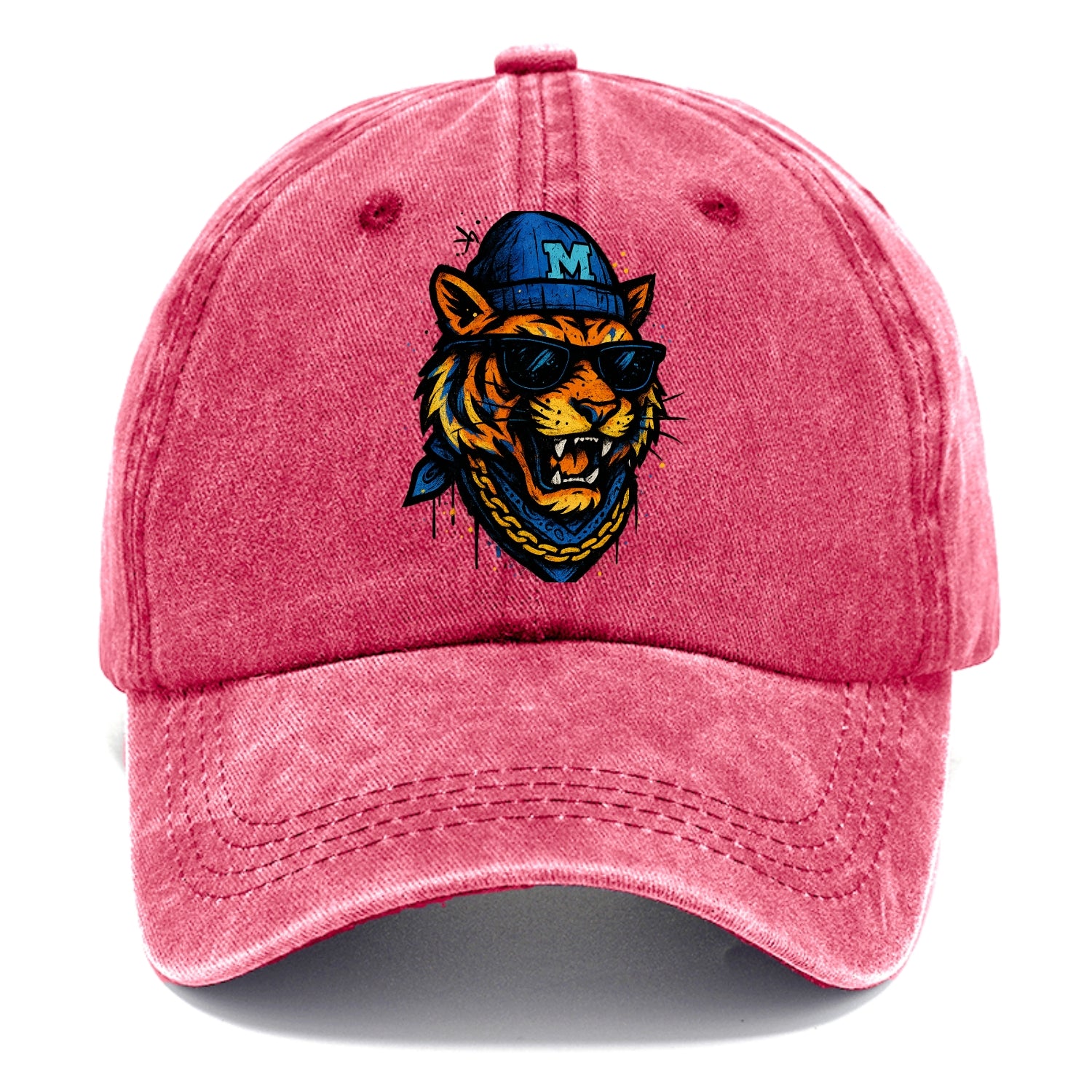 Memphis Tiger wearing Memphis beanie with M patch - Classic Cap - Pomegranate Blush(Pink)