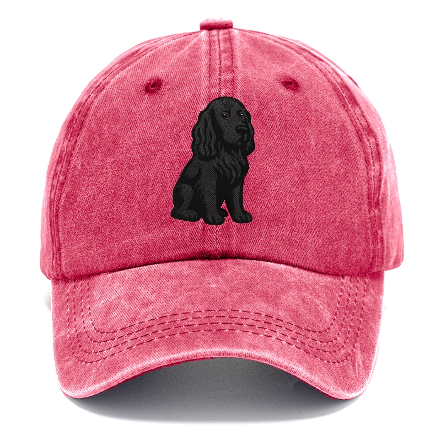 Field Spaniel - Black silky coat embroidered pose - Classic Cap - Pomegranate Blush(Pink)