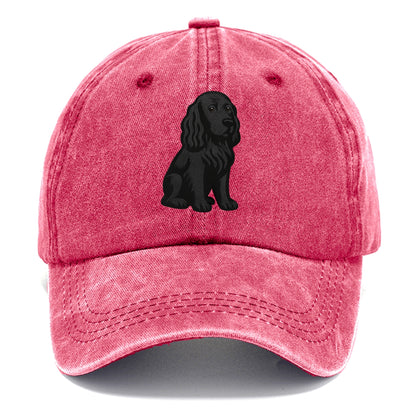 Field Spaniel - Black silky coat embroidered pose - Classic Cap - Pomegranate Blush(Pink)