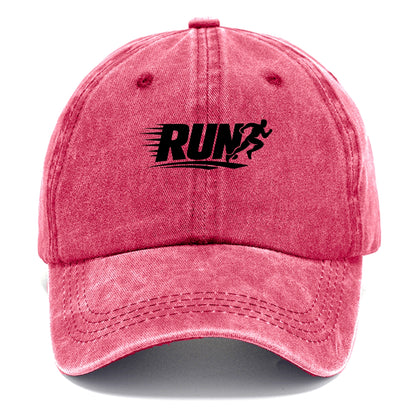 Bold typography design - "RUN" - cardio life, runner identity - Classic Cap - Pomegranate Blush(Pink)