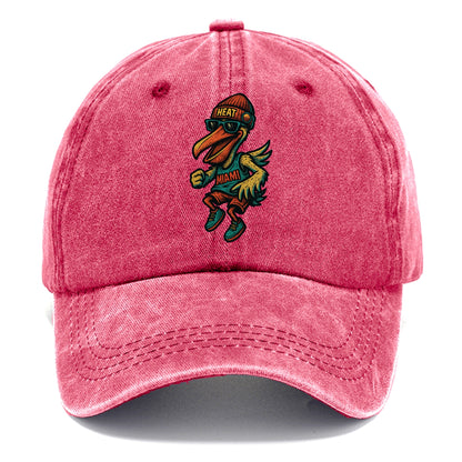 Miami Pelican wearing Heat beanie with sunset patch and wayfarer sunglasses - Classic Cap - Pomegranate Blush(Pink)