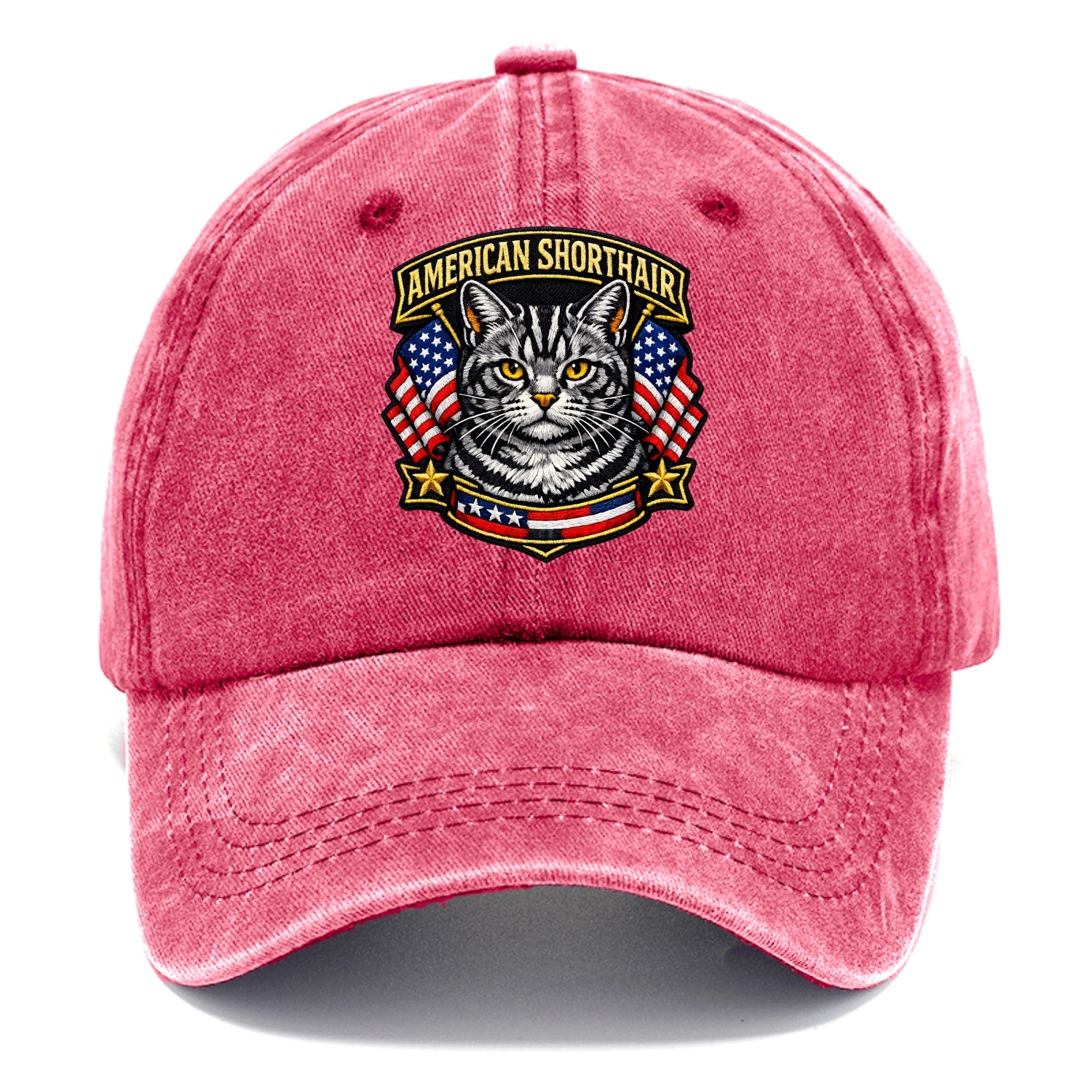 AMERICAN SHORTHAIR - classic american cat in silver tabby , all-American cat - Classic Cap - Pomegranate Blush(Pink)