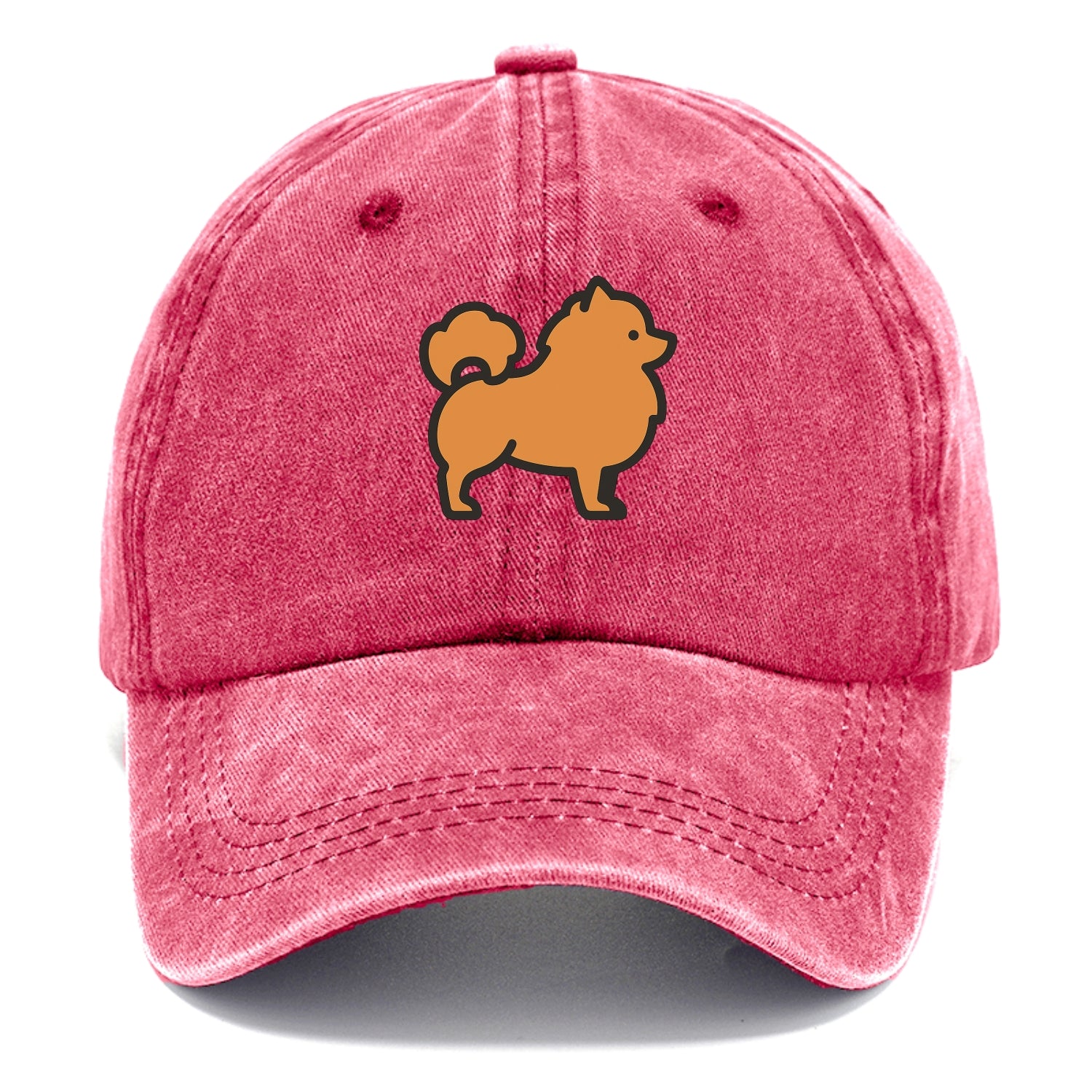 Pomeranian - Orange fluffy flat side profile - Classic Cap - Pomegranate Blush(Pink)