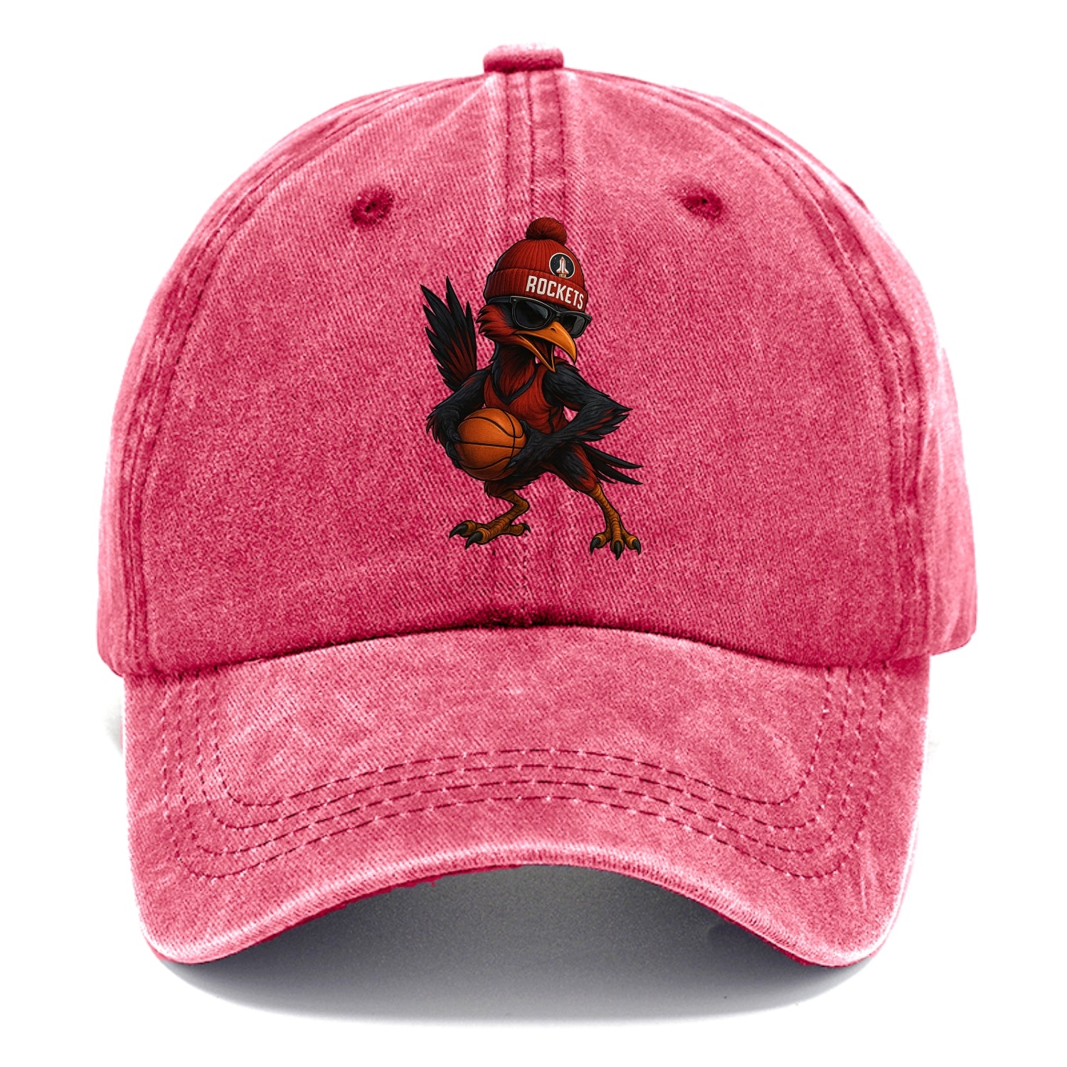 Houston Roadrunner wearing Rockets beanie with launch pad patch and wayfarer - Classic Cap - Pomegranate Blush(Pink)