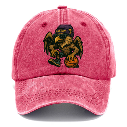 Los Angeles Golden Eagle wearing Lakers beanie with trophy patch and wayfarer - Classic Cap - Pomegranate Blush(Pink)