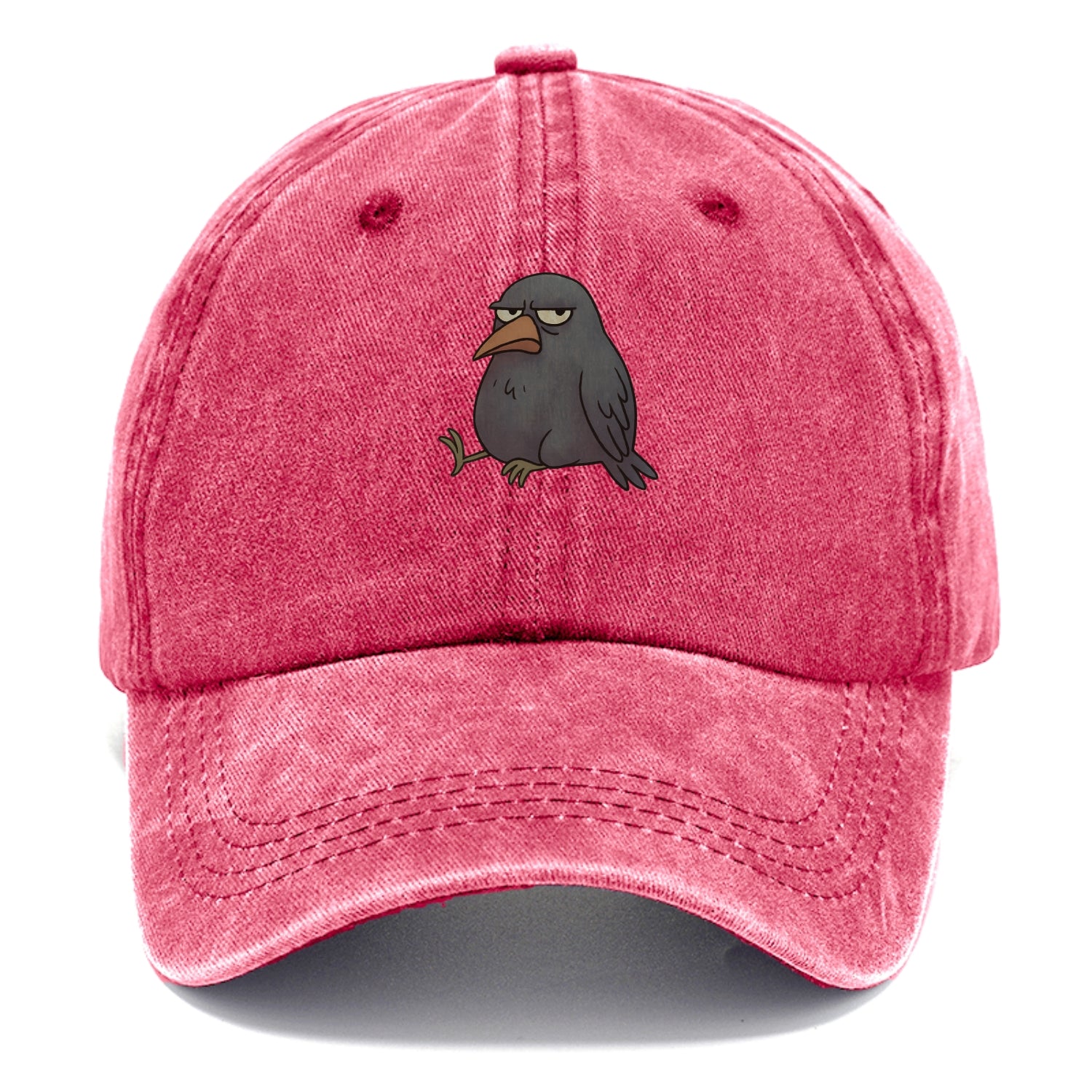THE CROW JUDGES SILENTLY | Black crow with disapproving look - Classic Cap - Pomegranate Blush(Pink)