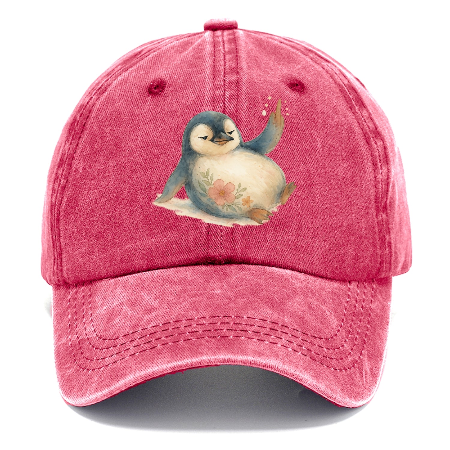 chubby penguin sliding on belly, one flipper up giving attitude - Classic Cap - Pomegranate Blush(Pink)