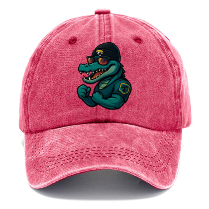 Jacksonville Alligator wearing Jaguars beanie with swamp patch and wayfarer sunglasses - Classic Cap - Pomegranate Blush(Pink)