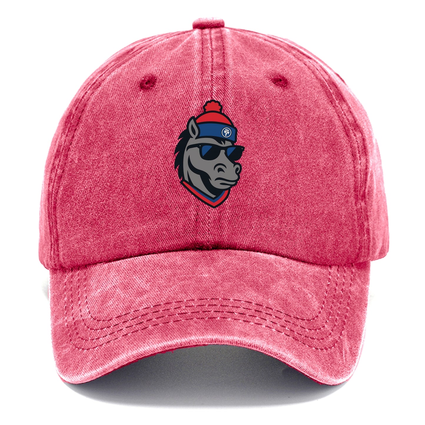 Detroit Stallion wearing Pistons red and blue beanie with piston patch and wayfarer - Classic Cap - Pomegranate Blush(Pink)