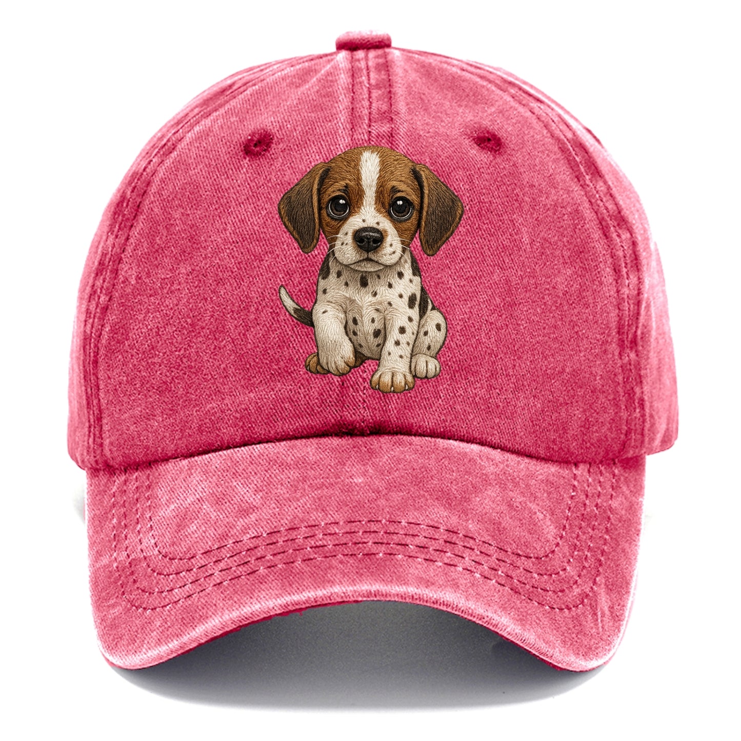 Baby Pointer Puppy - spotted coat, noble stance, alert eyes, front-facing, pointing - Classic Cap - Pomegranate Blush(Pink)