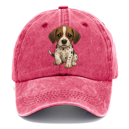 Baby Pointer Puppy - spotted coat, noble stance, alert eyes, front-facing, pointing - Classic Cap - Pomegranate Blush(Pink)