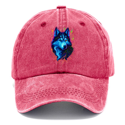 Siberian husky with ice-crystal flowing patterns, electric blue and white swirls, - Classic Cap - Pomegranate Blush(Pink)