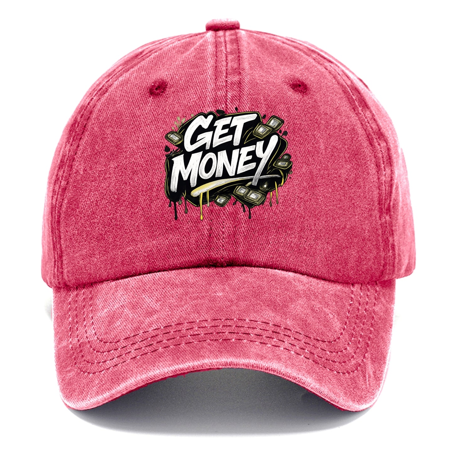 Bold typography design - "GET MONEY" - pursuit of wealth, earning - Classic Cap - Pomegranate Blush(Pink)