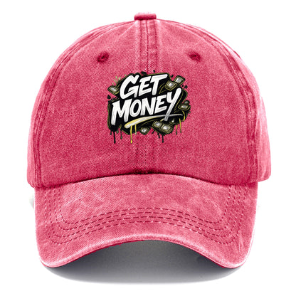 Bold typography design - "GET MONEY" - pursuit of wealth, earning - Classic Cap - Pomegranate Blush(Pink)