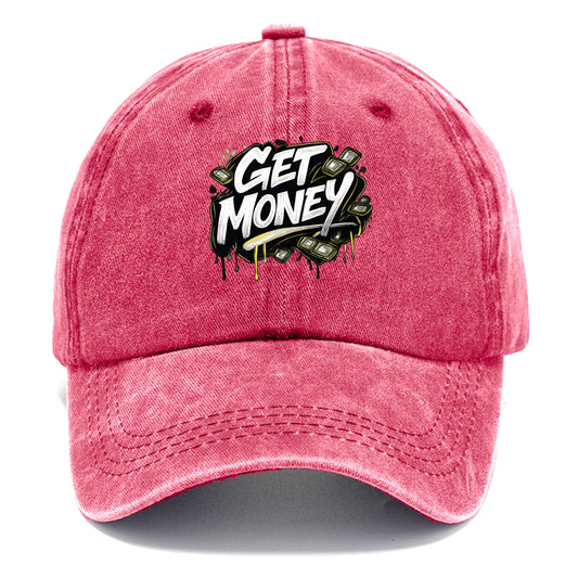 Bold typography design - "GET MONEY" - pursuit of wealth, earning - Classic Cap - Pomegranate Blush(Pink)