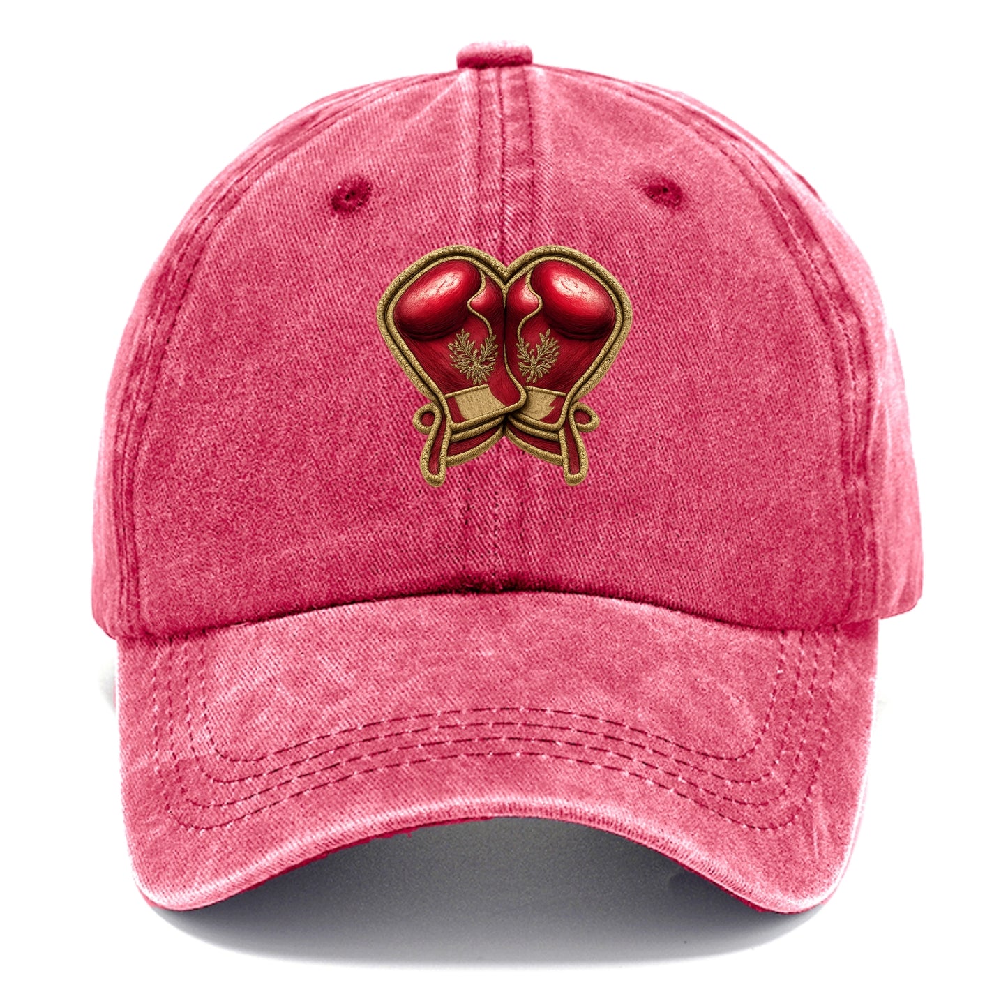 Embroidered patch design - BOXING GLOVES - red boxing gloves crossed in crimson and - Classic Cap - Pomegranate Blush(Pink)