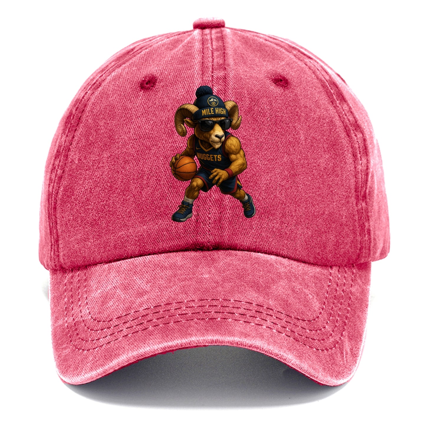 Mile High Bighorn wearing Nuggets beanie with mountain patch and wayfarer sunglasses - Classic Cap - Pomegranate Blush(Pink)