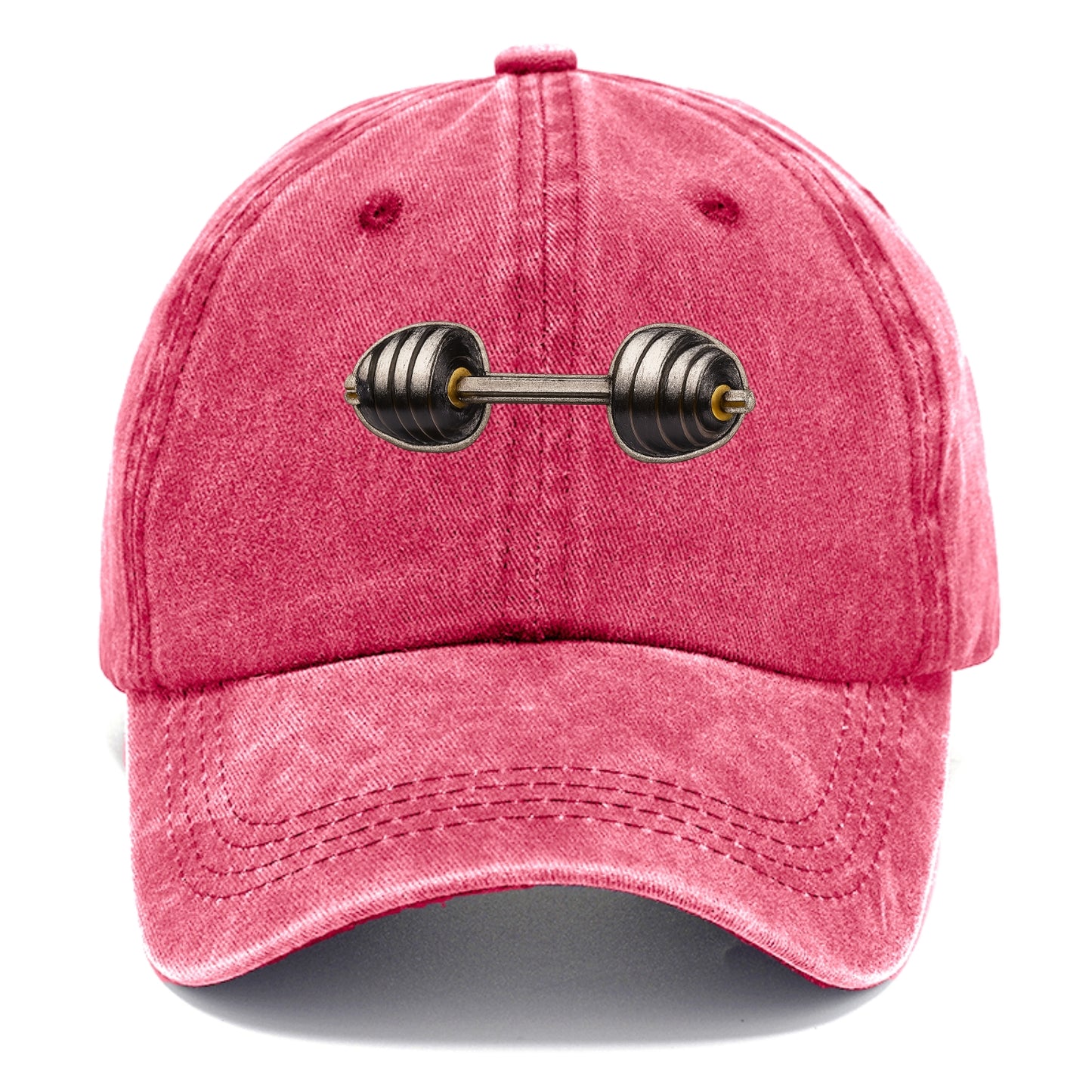 Embroidered patch design - WEIGHTLIFTING BARBELL - heavy barbell with plates in - Classic Cap - Pomegranate Blush(Pink)