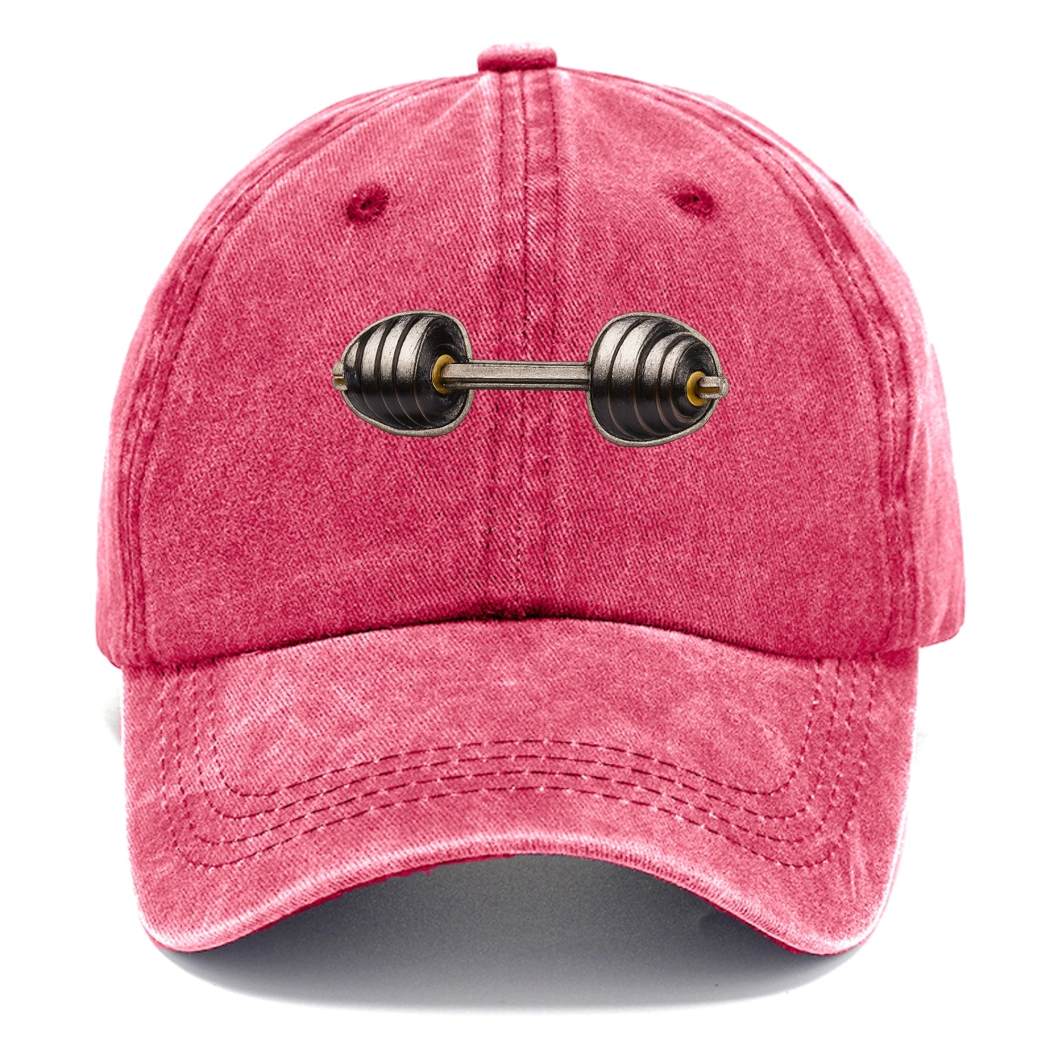 Embroidered patch design - WEIGHTLIFTING BARBELL - heavy barbell with plates in - Classic Cap - Pomegranate Blush(Pink)