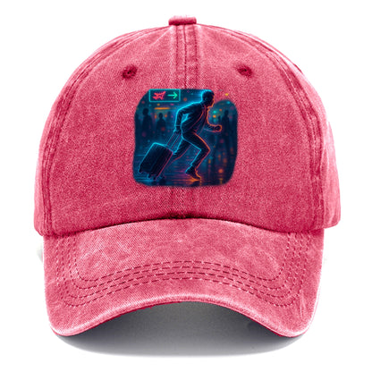 person running with luggage through crowded airport terminal - Classic Cap - Pomegranate Blush(Pink)