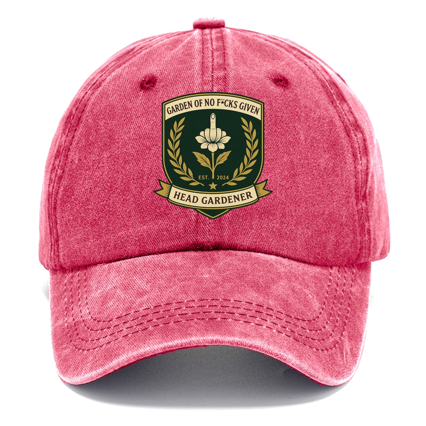 Shield with middle finger flower - "Garden of No F*cks Given - Head Gardener" - - Classic Cap - Pomegranate Blush(Pink)