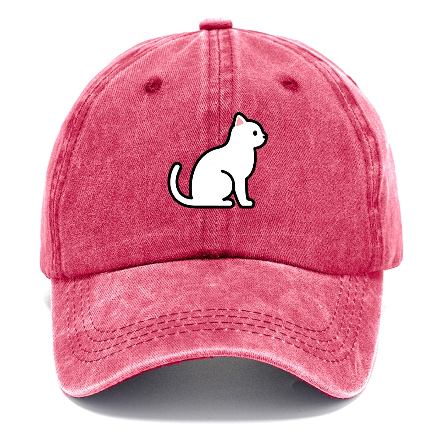 Domestic Shorthair - White classic flat side profile - Classic Cap - Pomegranate Blush(Pink)