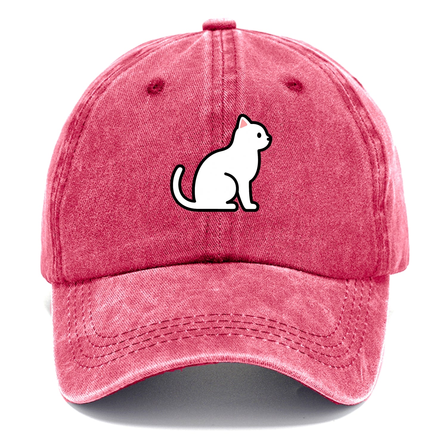 Domestic Shorthair - White classic flat side profile - Classic Cap - Pomegranate Blush(Pink)
