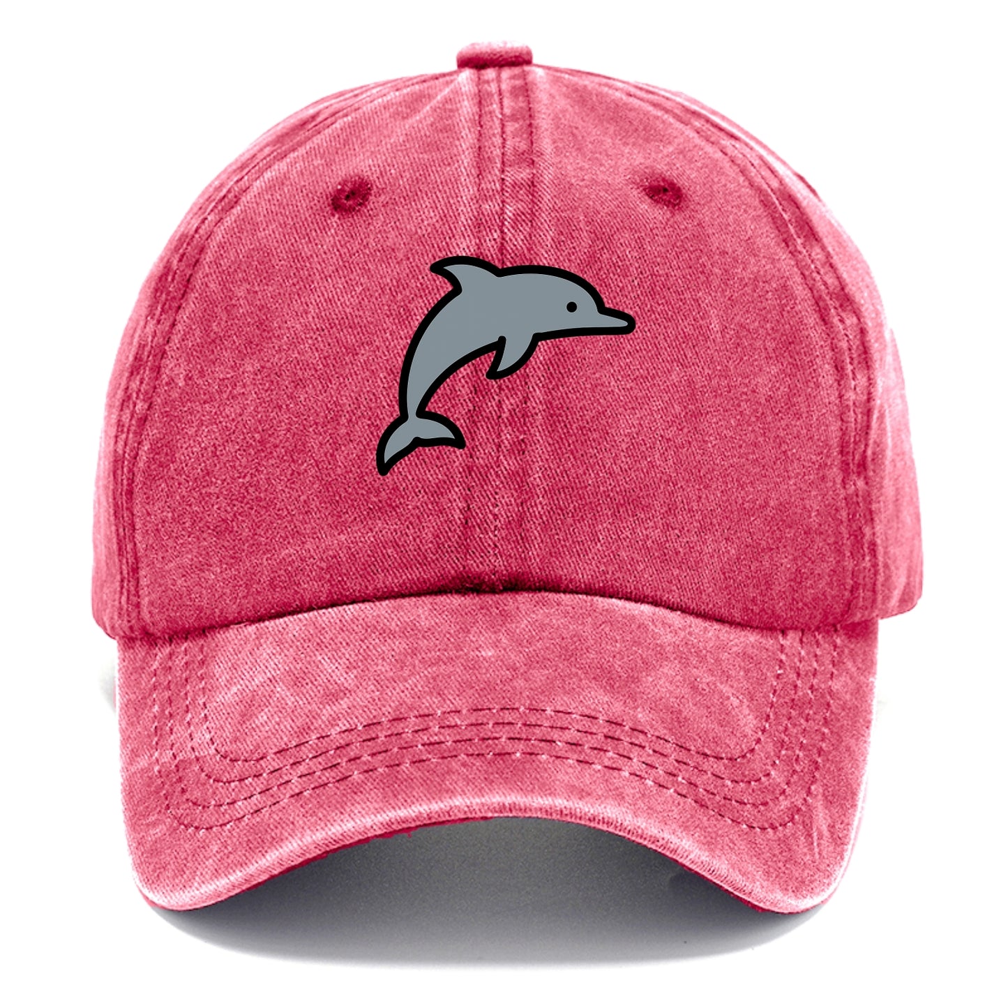 Bottlenose Dolphin - Gray jumping pose flat side profile - Classic Cap - Pomegranate Blush(Pink)