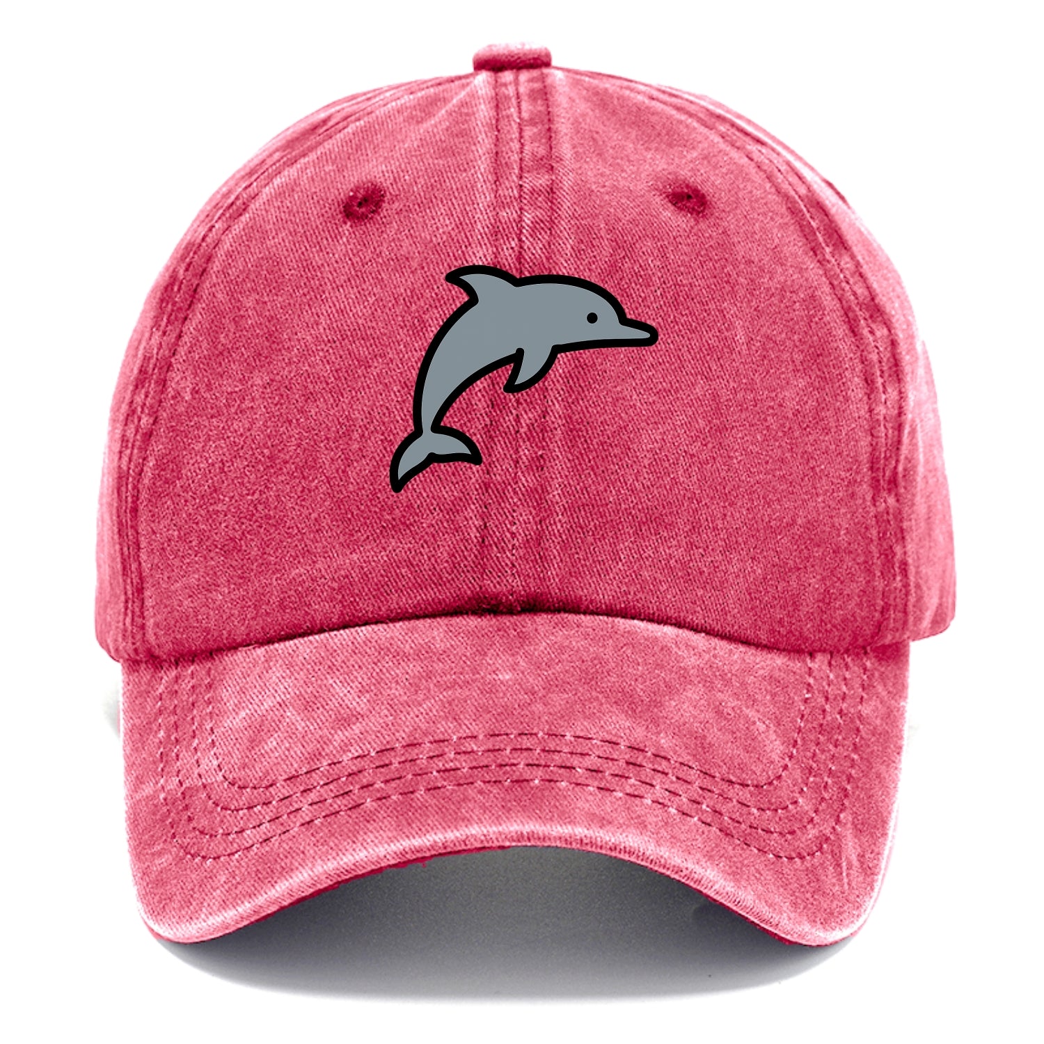 Bottlenose Dolphin - Gray jumping pose flat side profile - Classic Cap - Pomegranate Blush(Pink)