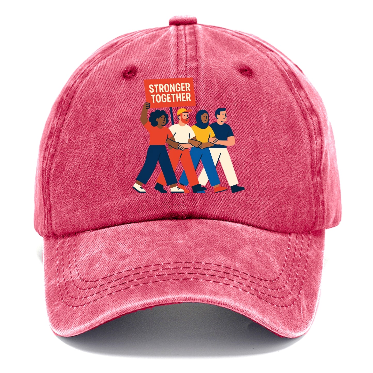 Peaceful protesters marching with linked arms - "Stronger Together" - solidarity - Classic Cap - Pomegranate Blush(Pink)