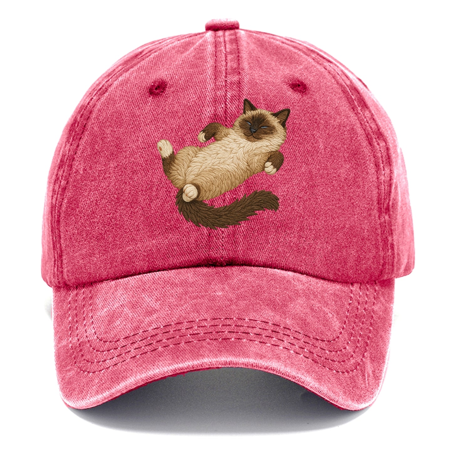 Birman  fully relaxed sprawled out embro Classic Cap - Pomegranate Blush(Pink)