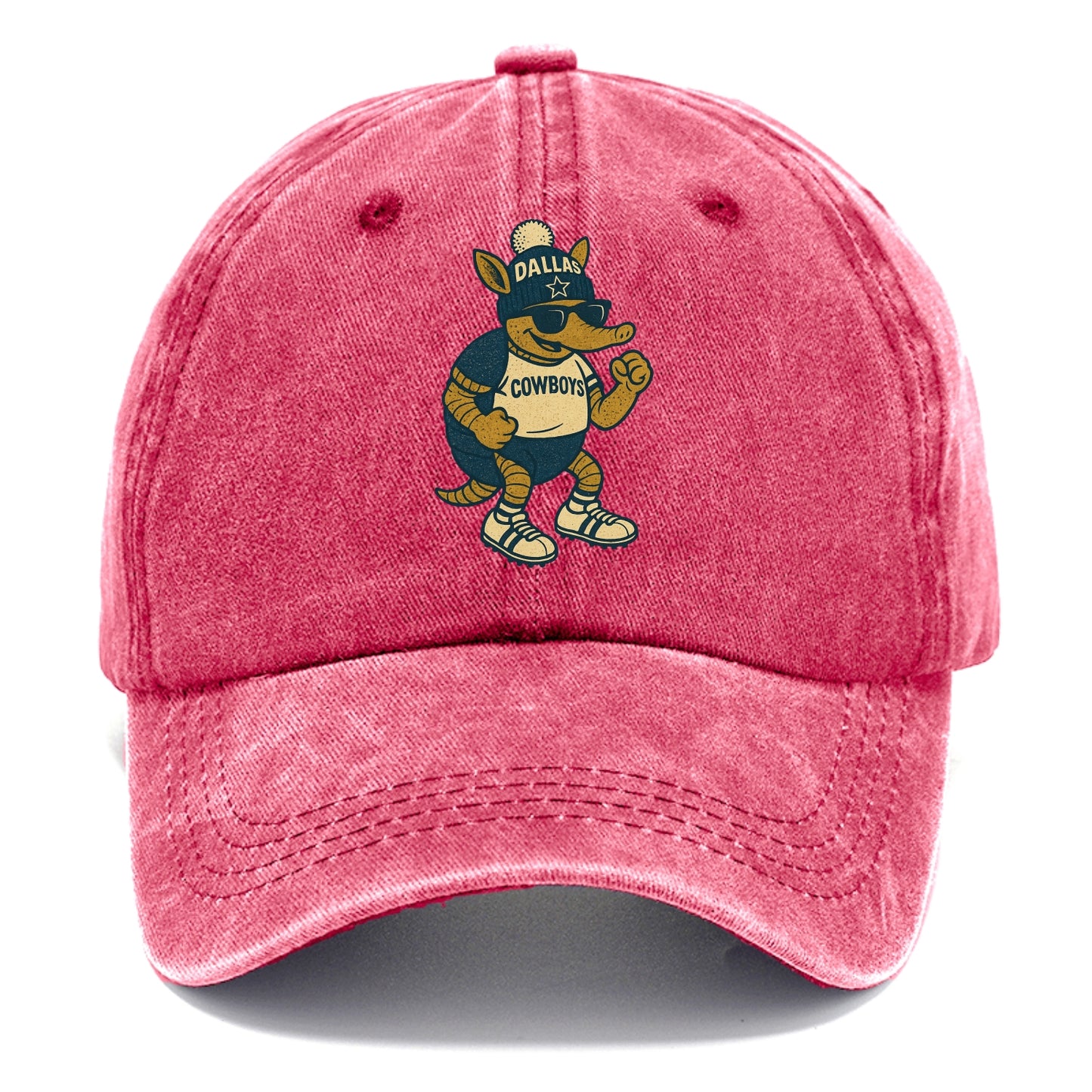 Dallas Armadillo wearing Cowboys beanie with lone star patch and wayfarer sunglasses - Classic Cap - Pomegranate Blush(Pink)
