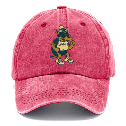 Dallas Armadillo wearing Cowboys beanie with lone star patch and wayfarer sunglasses - Classic Cap - Pomegranate Blush(Pink)