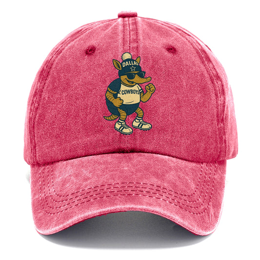 Dallas Armadillo wearing Cowboys beanie with lone star patch and wayfarer sunglasses - Classic Cap - Pomegranate Blush(Pink)