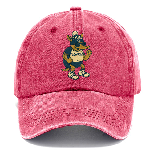 Dallas Armadillo wearing Cowboys beanie with lone star patch and wayfarer sunglasses - Classic Cap
