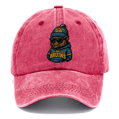 Los Angeles Bruin wearing UCLA beanie with script patch - Classic Cap - Pomegranate Blush(Pink)