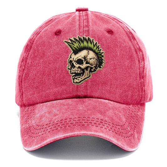 MOHAWK SKULL - punk skull with mohawk in neon green and black , punk rock - Classic Cap - Pomegranate Blush(Pink)