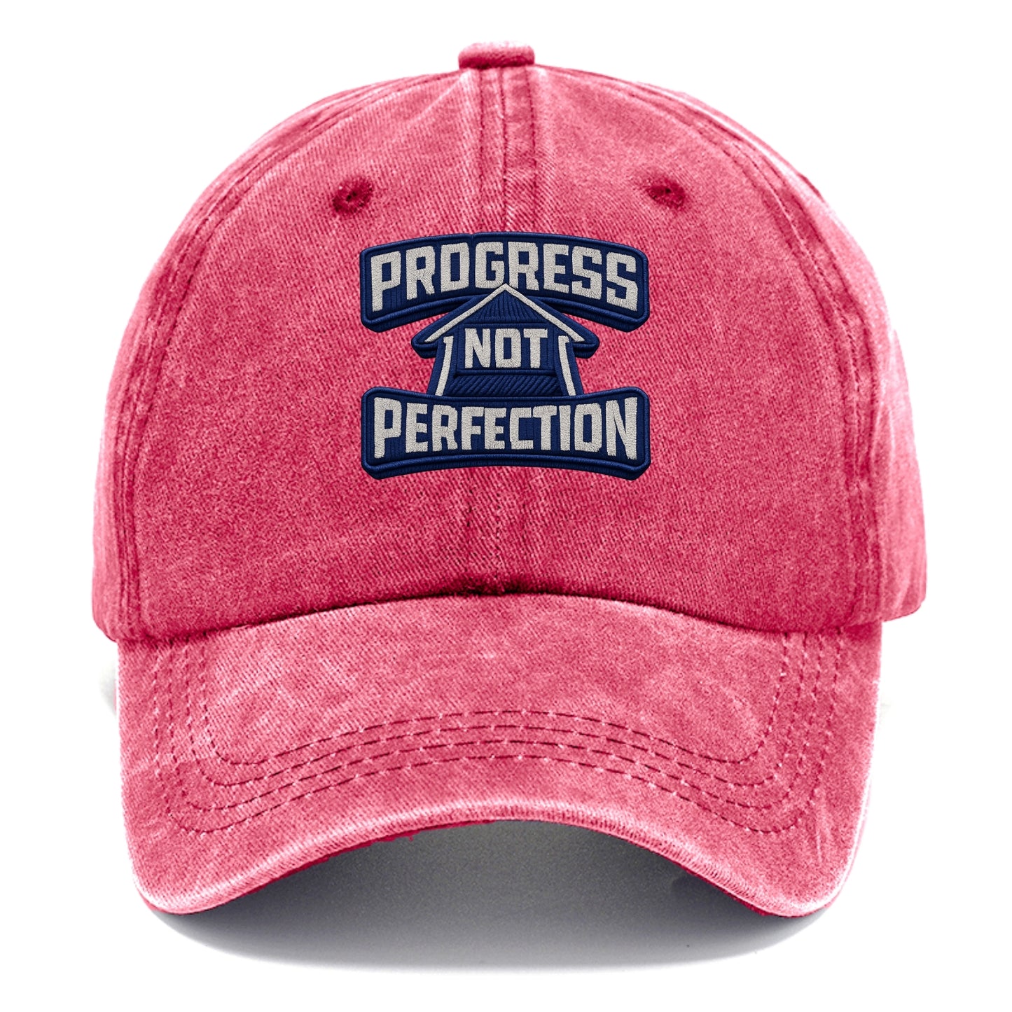 PROGRESS NOT PERFECTION - arrow with text in blue , growth mindset - Classic Cap - Pomegranate Blush(Pink)