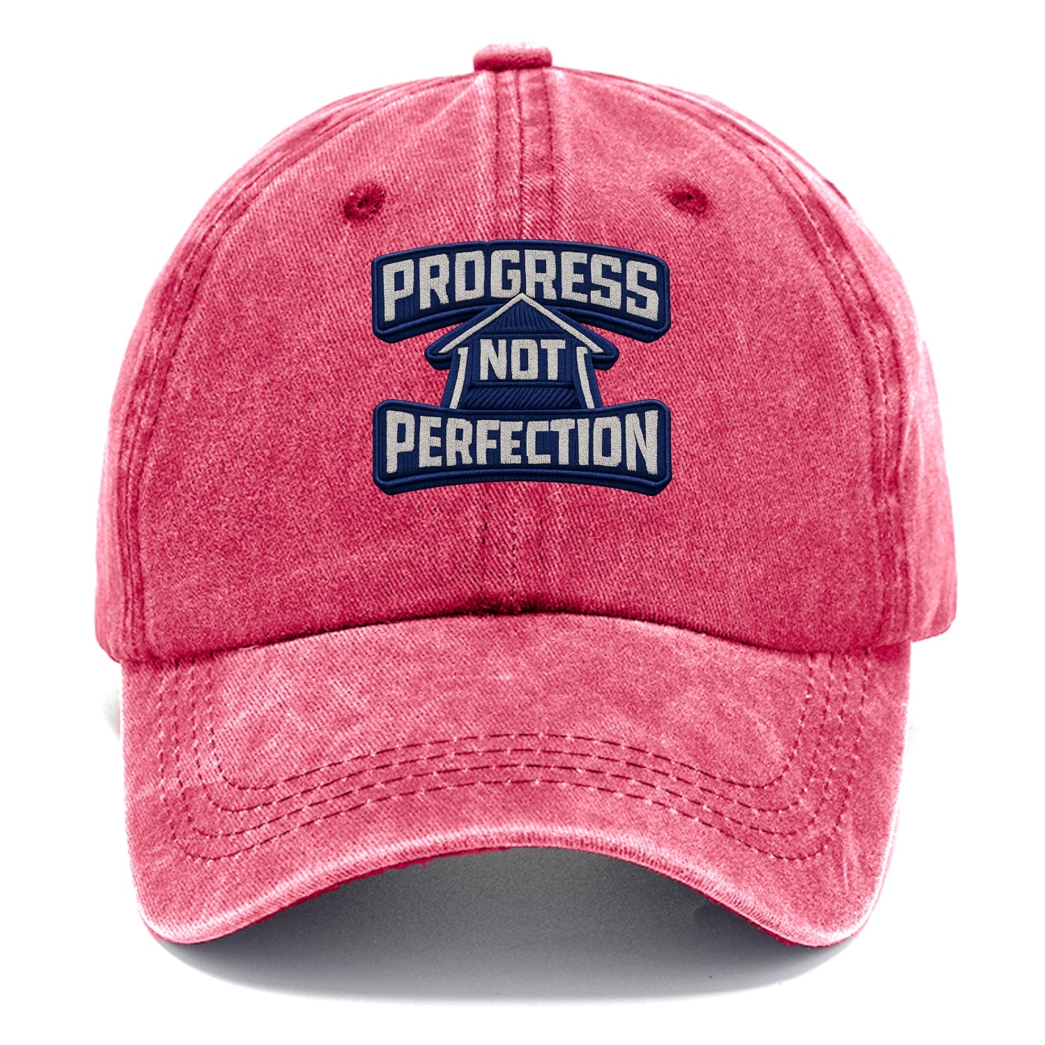 PROGRESS NOT PERFECTION - arrow with text in blue , growth mindset - Classic Cap - Pomegranate Blush(Pink)