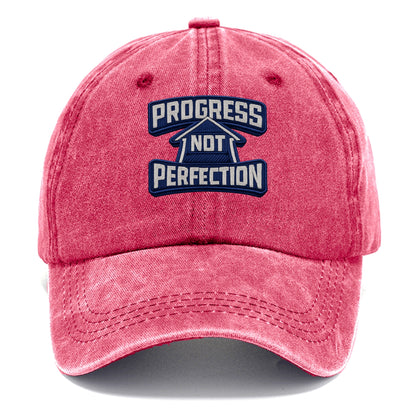 PROGRESS NOT PERFECTION - arrow with text in blue , growth mindset - Classic Cap - Pomegranate Blush(Pink)