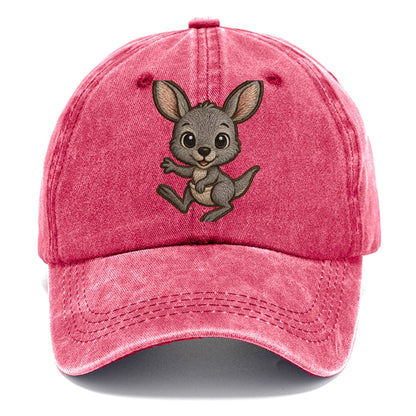 Baby Kangaroo Joey - gray fur, large ears, in pouch peek, bright eyes, front-facing, - Classic Cap - Pomegranate Blush(Pink)