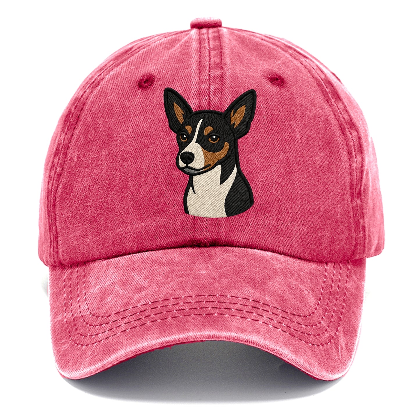 Rat Terrier - Tri-color embroidered pose - Classic Cap - Pomegranate Blush(Pink)