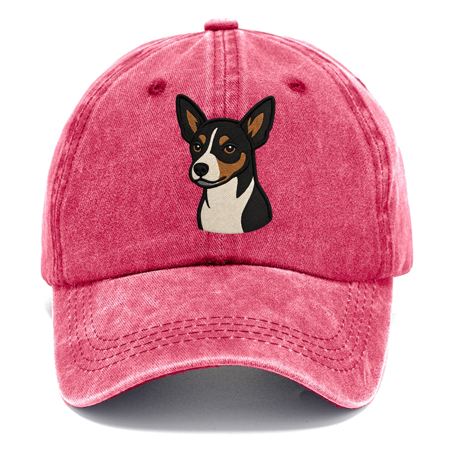 Rat Terrier - Tri-color embroidered pose - Classic Cap - Pomegranate Blush(Pink)