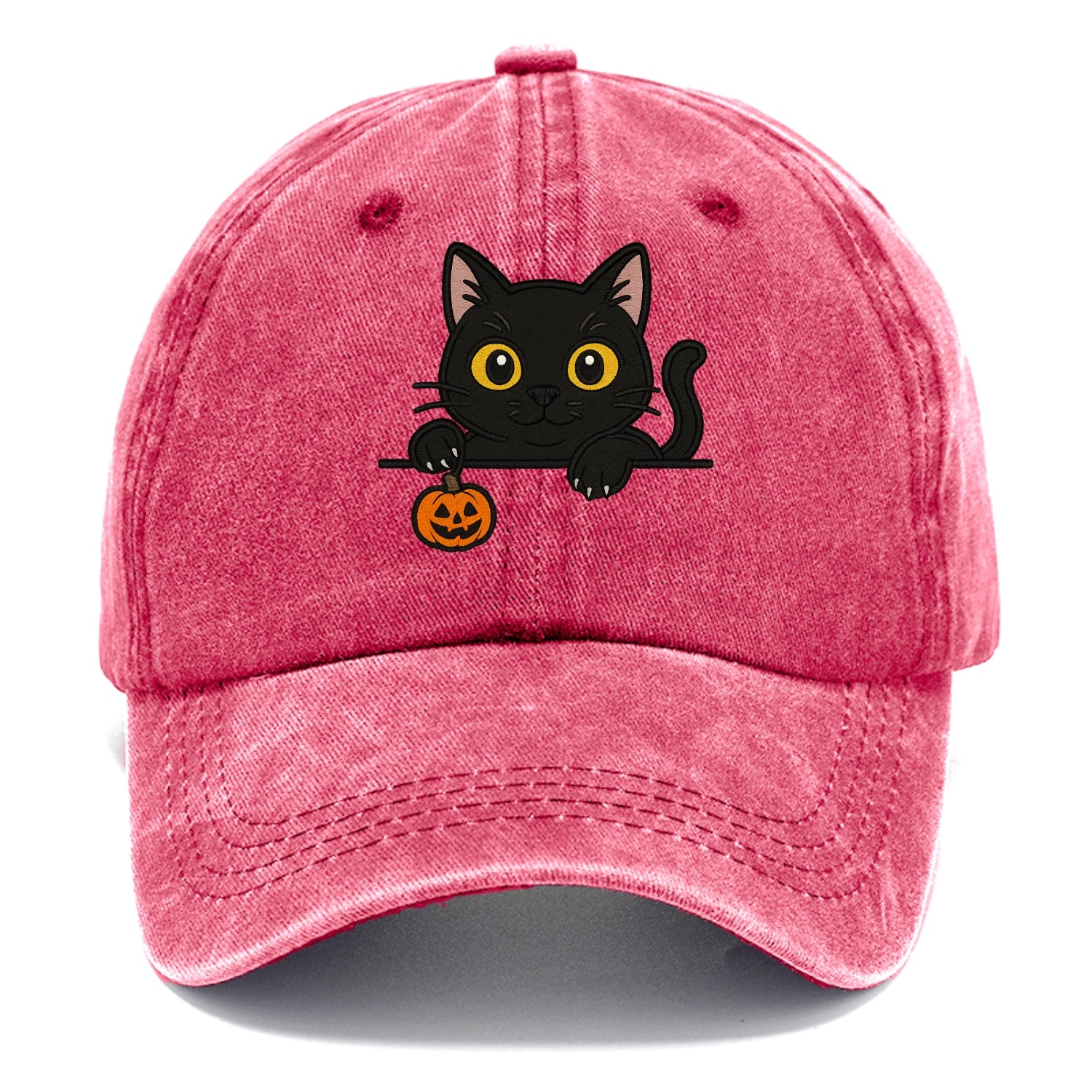 Midnight the black cat poking tongue out playfully while peeking. - Classic Cap - Pomegranate Blush(Pink)
