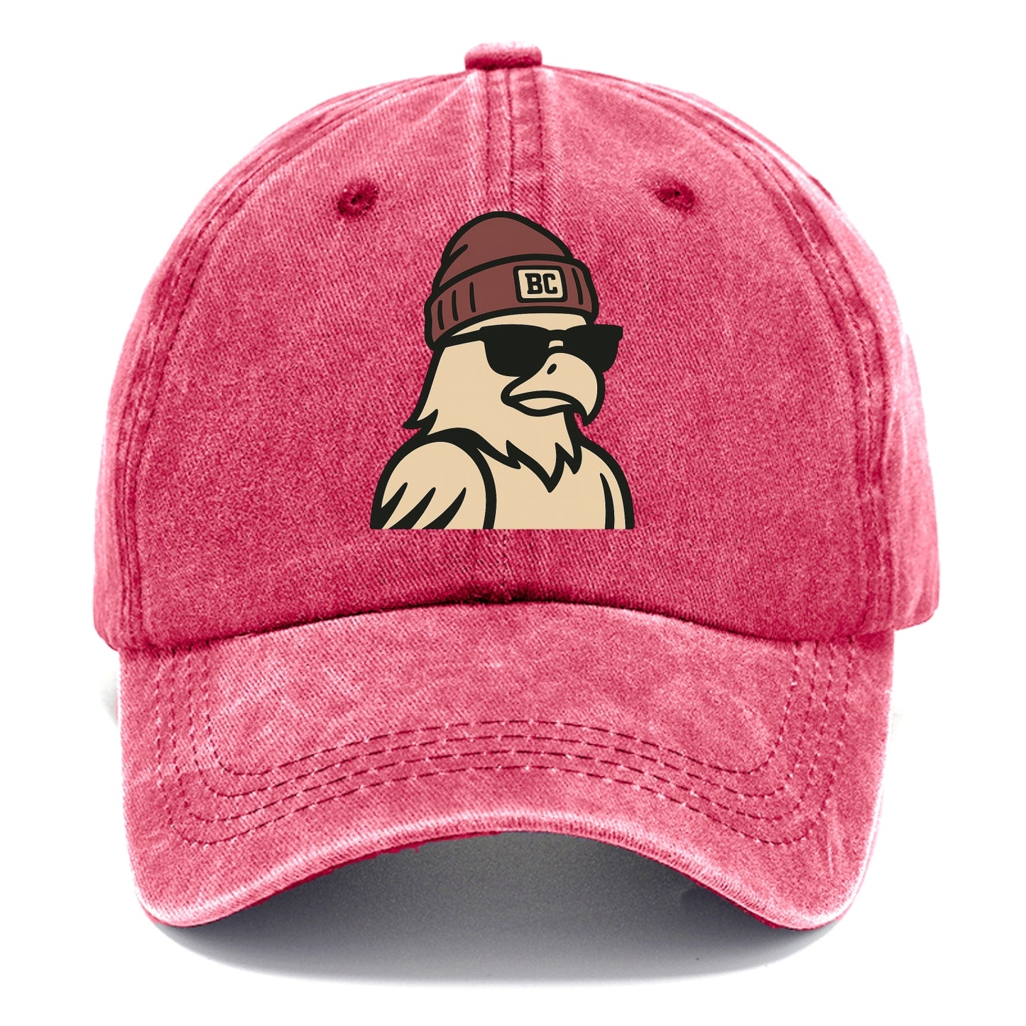 Chestnut Hill Eagle wearing Boston College beanie with BC patch - Classic Cap - Pomegranate Blush(Pink)