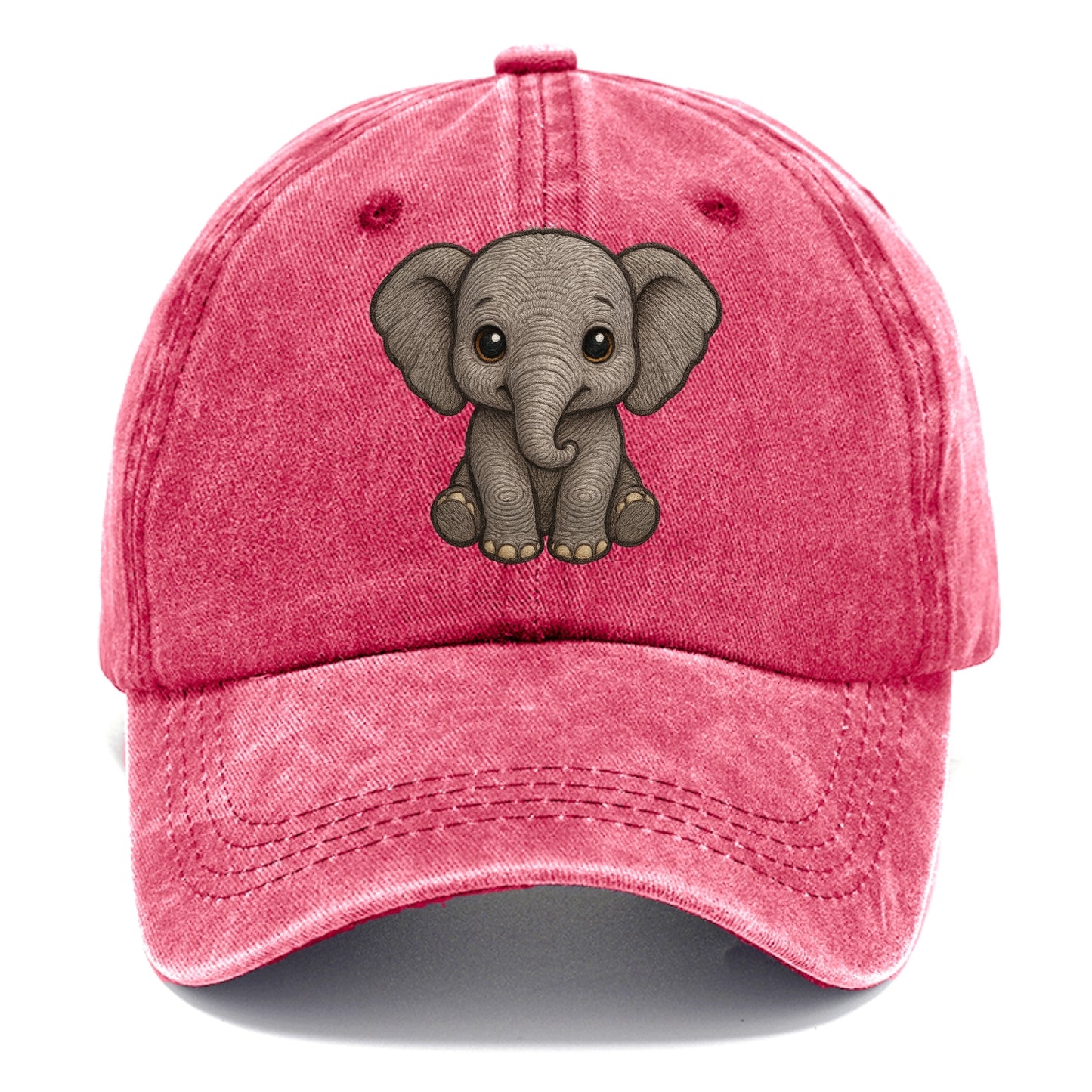 Baby Elephant - gray wrinkly, tiny trunk, large floppy ears, kind dark eyes, - Classic Cap - Pomegranate Blush(Pink)