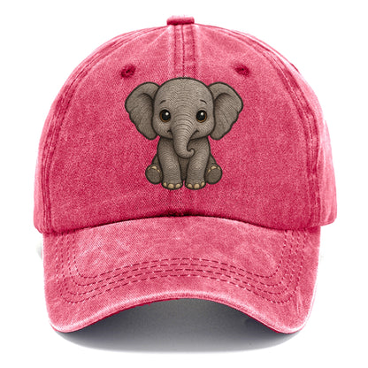 Baby Elephant - gray wrinkly, tiny trunk, large floppy ears, kind dark eyes, - Classic Cap - Pomegranate Blush(Pink)