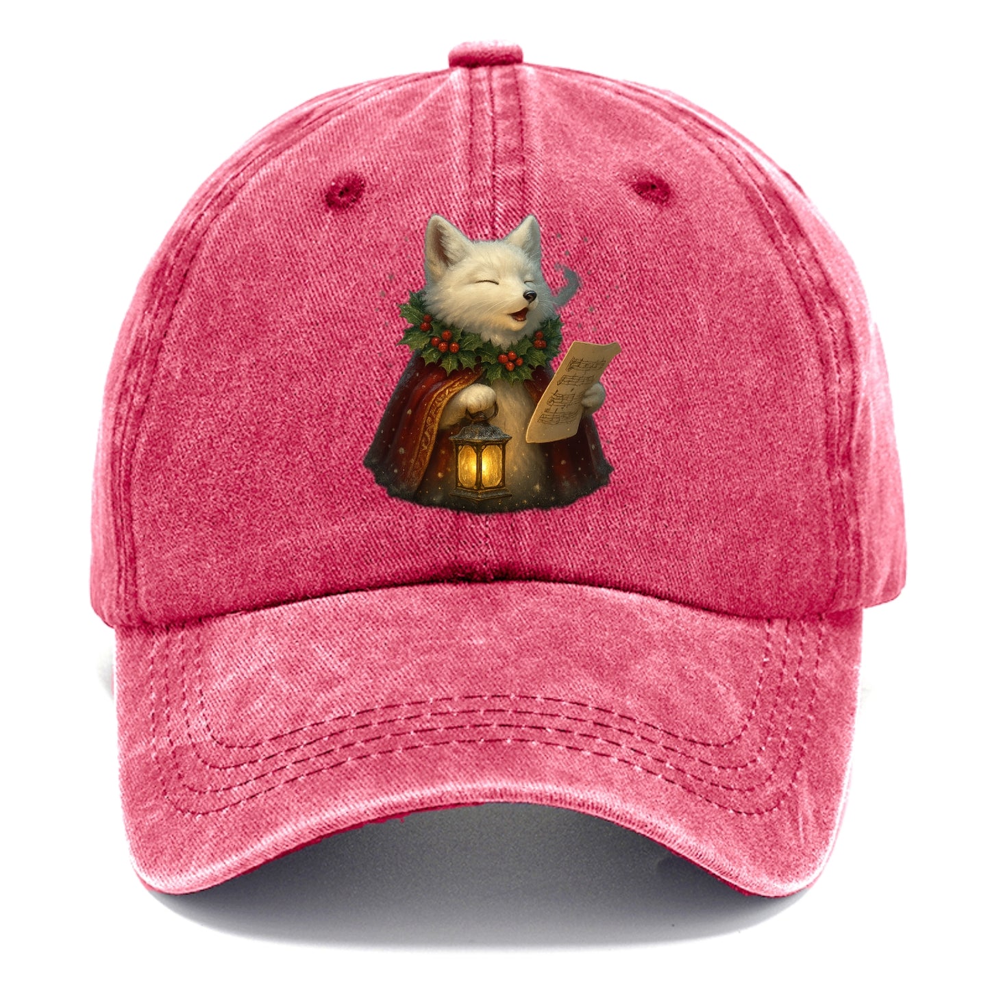 Snowbound Arctic Fox Caroler  - Classic Cap - Pomegranate Blush(Pink)