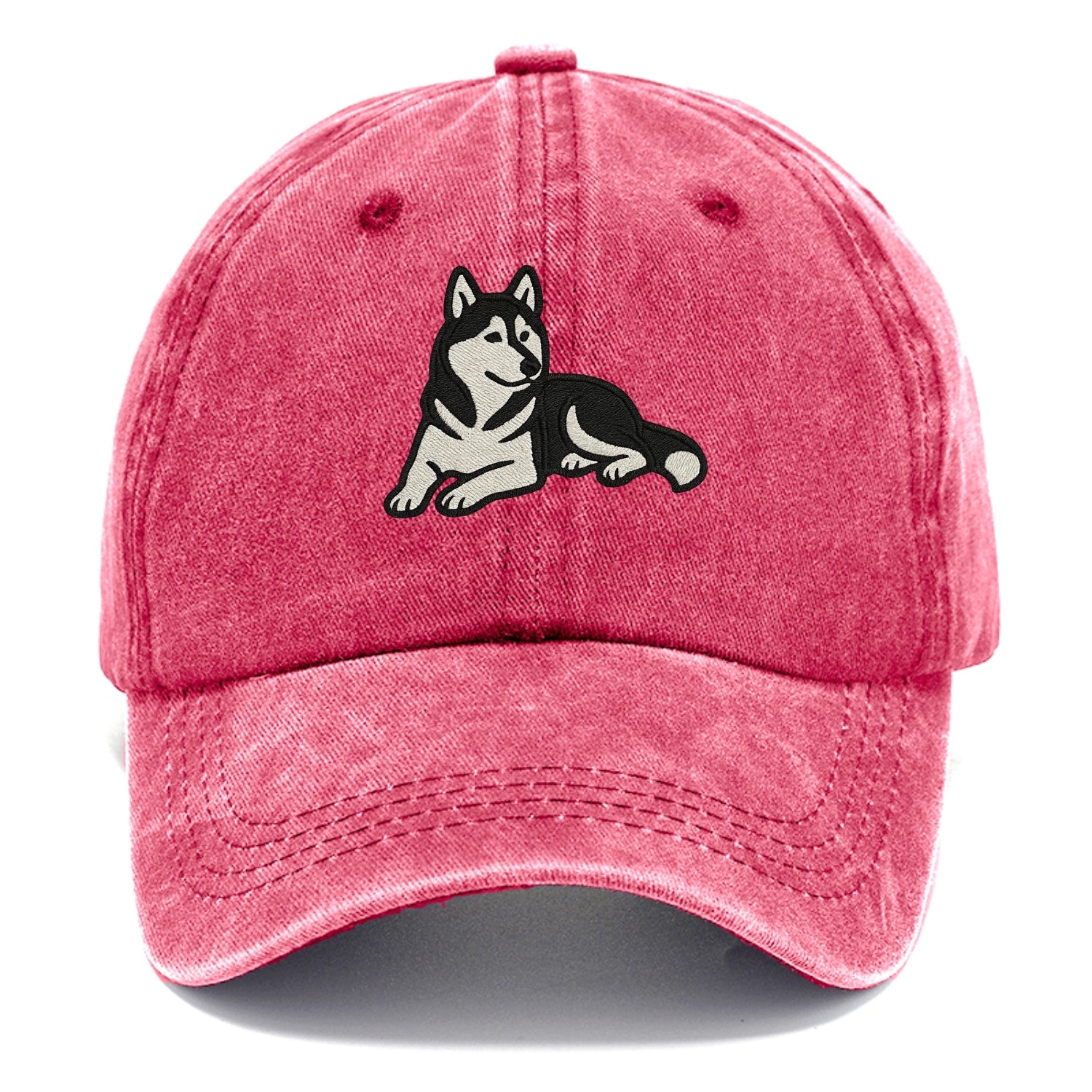 Siberian Husky - Black and white relaxed Classic Cap - Pomegranate Blush(Pink)
