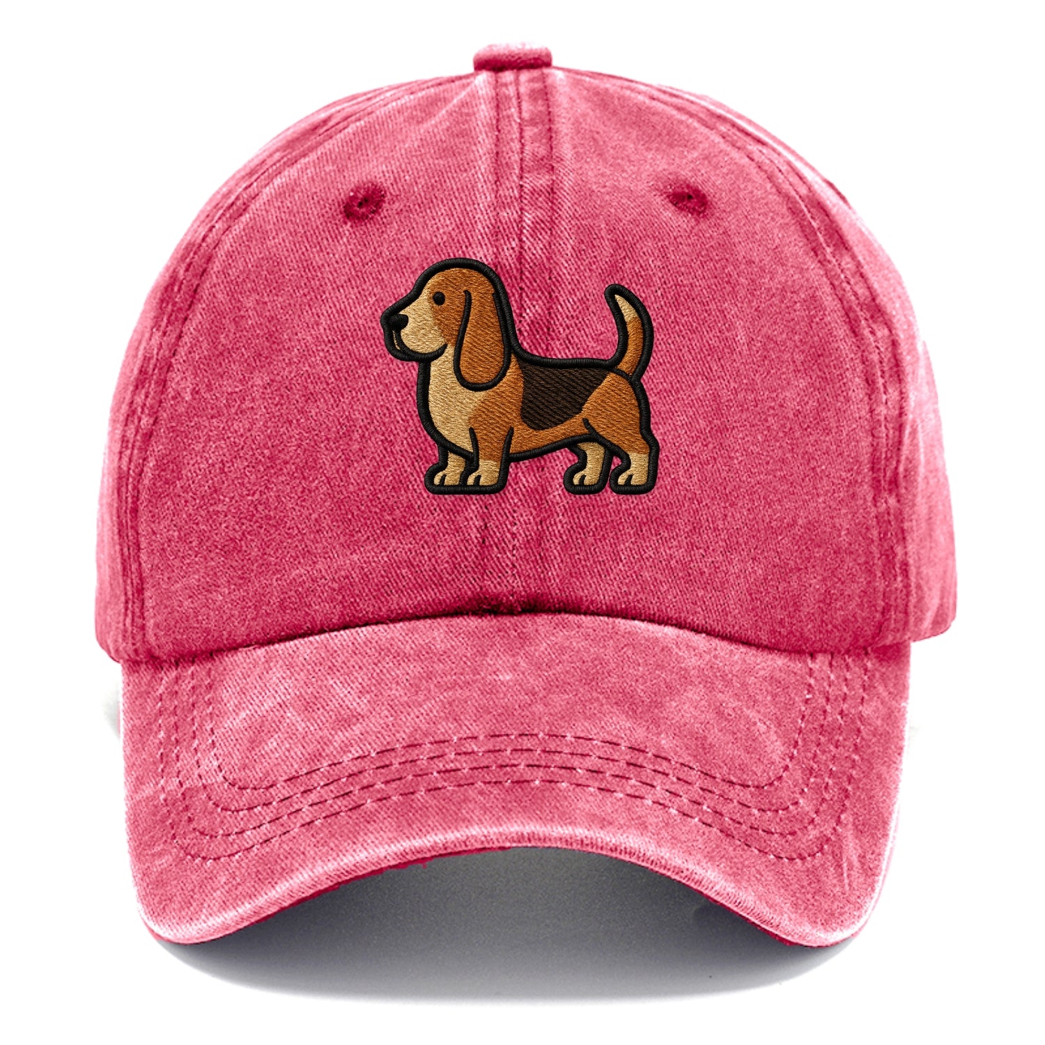 Basset Hound - Trendy low-rider design with prominent black outline - Classic Cap - Pomegranate Blush(Pink)